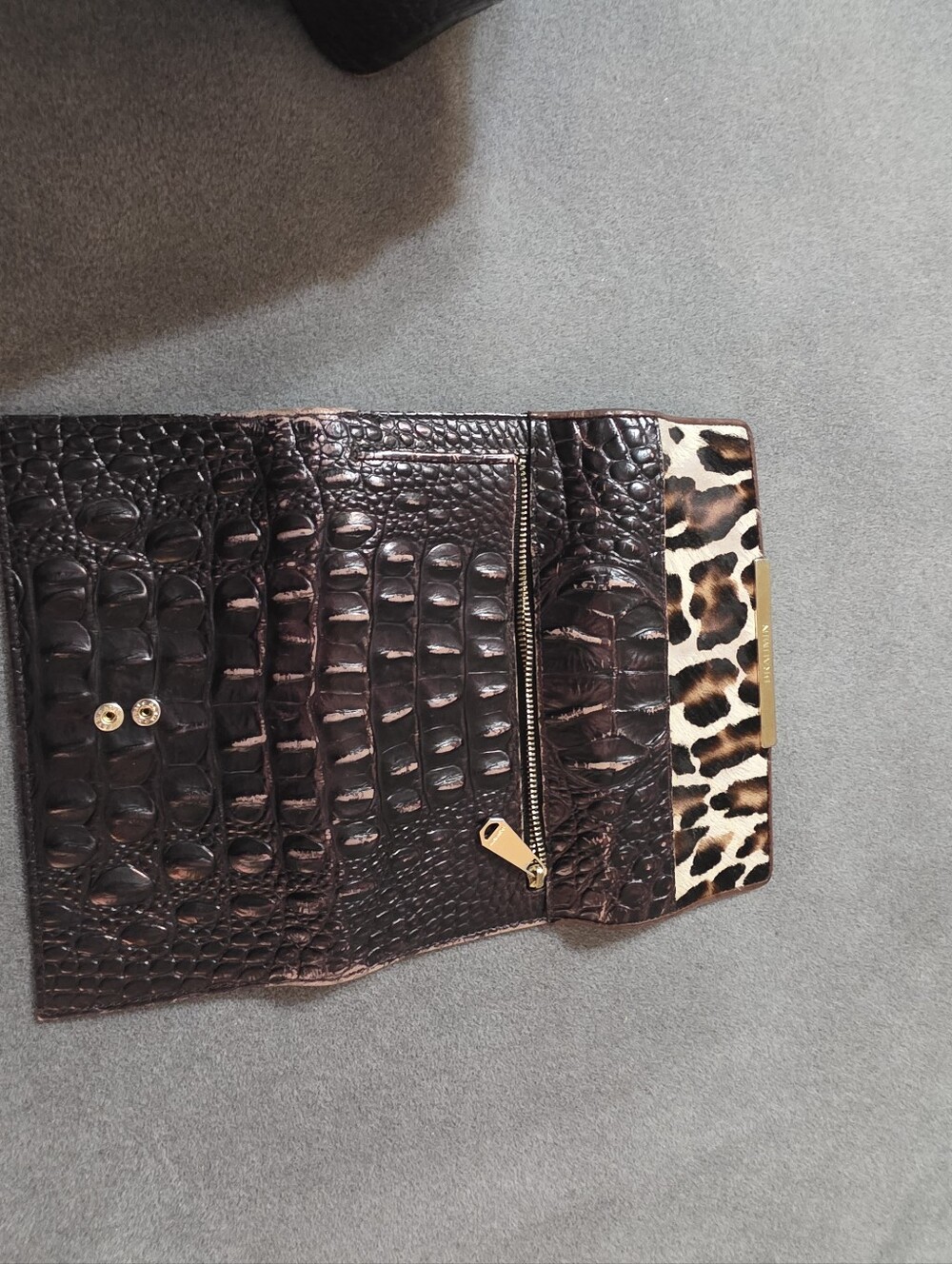 Brahmin Leopard Haircalf Satchel with Matching Wallet in Brown and Cream - Picture 6 of 12